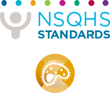 NSQHS logo and Preventing and Controlling Healthcare-Associated Infection Standard icon