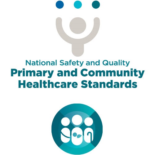 PHC logo and Clinical Safety Standard icon