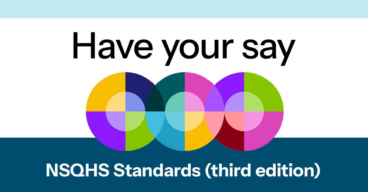 Tile image with caption "Have your say" for the third edition of the National Safety and Quality Health Service Standards