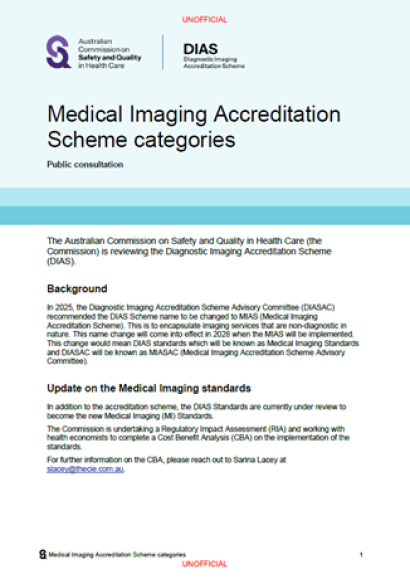 Medical Imaging Accreditation Scheme practice categories