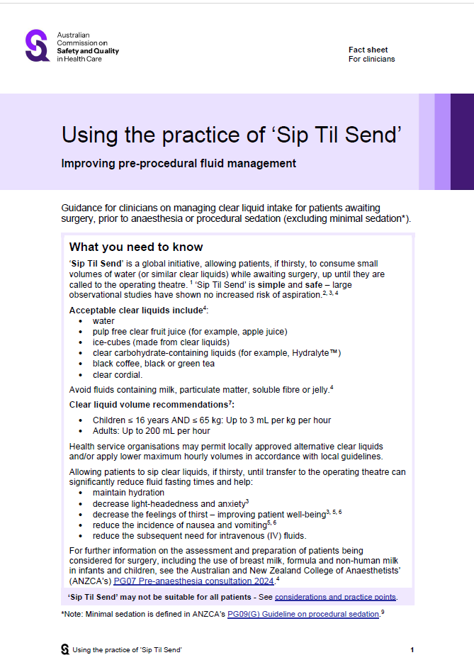 Thumbnail for the Sip Til Send fact sheet for clinicians 