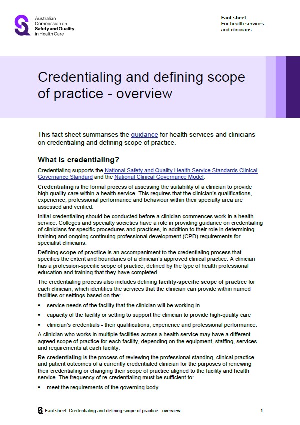 Thumbnail image for the credentialing guide of practice fact sheet