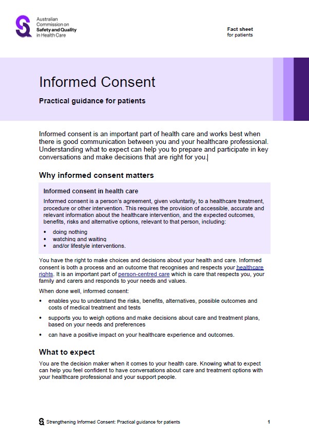 Thumbnail image for the informed consent - practical guidance for patients