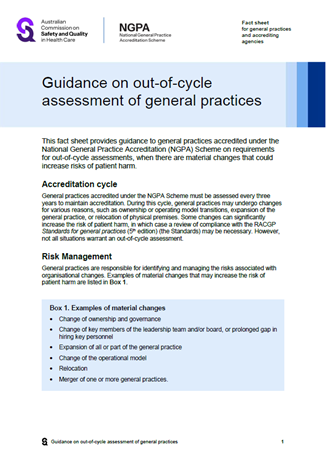 Guidance on out-of-cycle assessment of general practices
