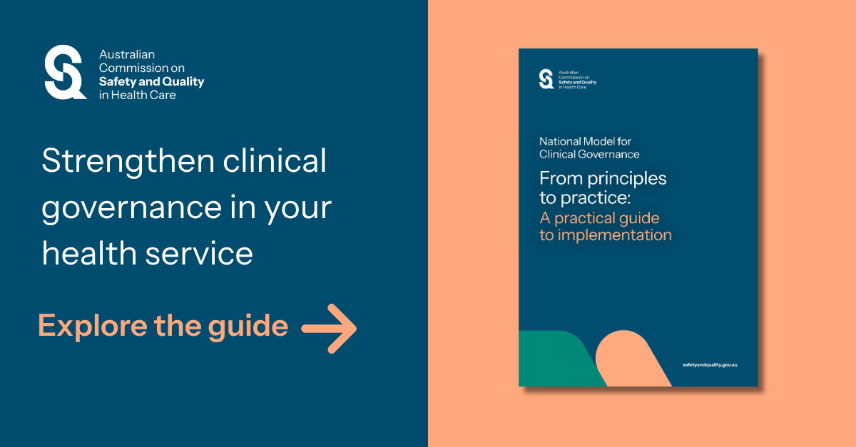 Social tile for National Model for Clinical Governance Campaign - front cover of Practical guide to implementation document