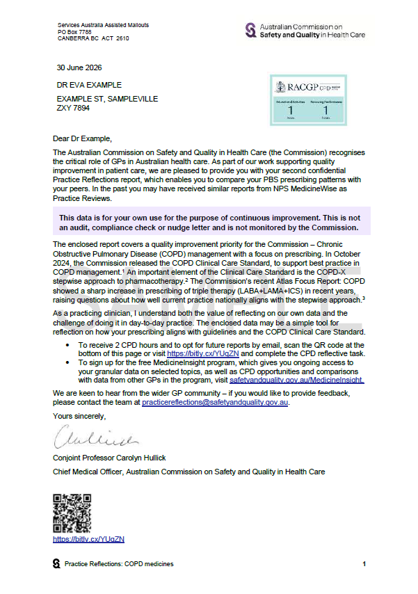 Thumbnail image for the practice reflections COPD sample practice report