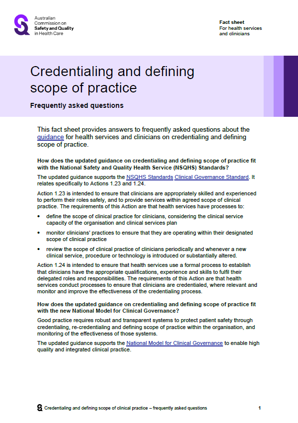 Thumbnail image for the credentialing and defining scope of practice frequently asked questions