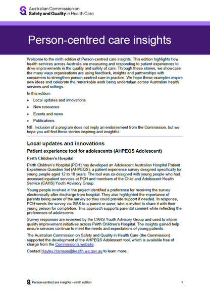 Read the latest issue of Person-centred care insights