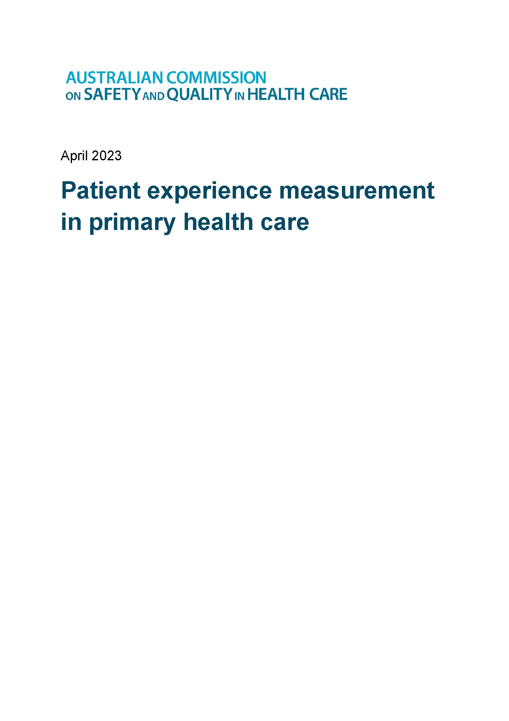Patient Experience Literature Review
