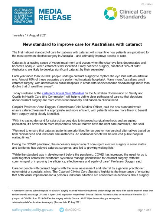 Cataract CCS Media Release thumbnail