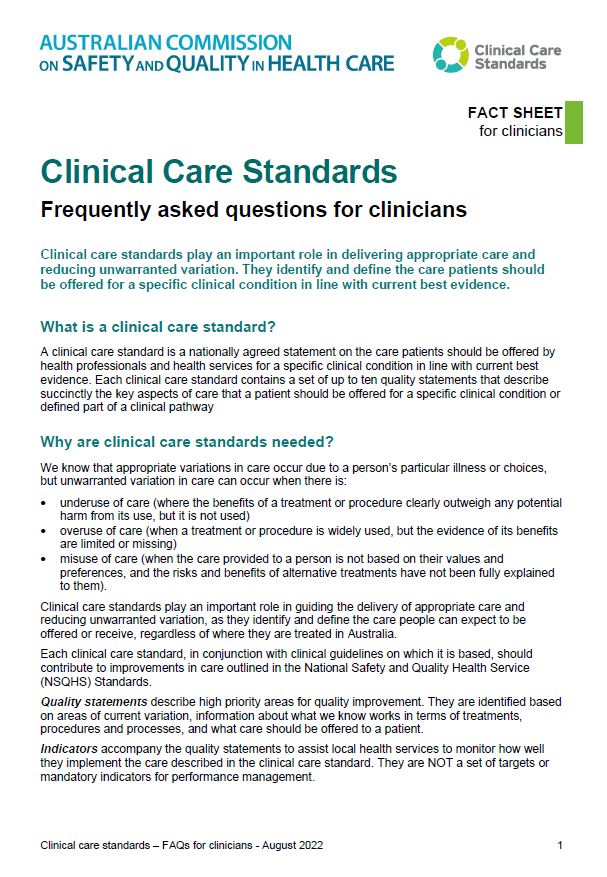 Clinical Care Standards