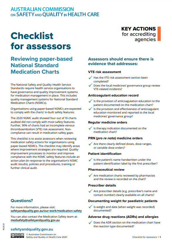 Checklist for assessors - reviewing paper-based NSMC