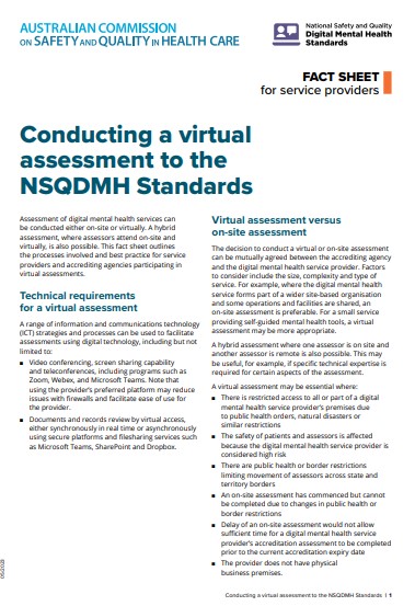 Conducting a virtual assessment to the NSQDMH Standards