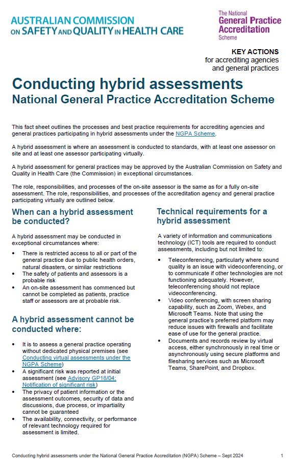 Conducting hybrid assessments under the NGPA Scheme
