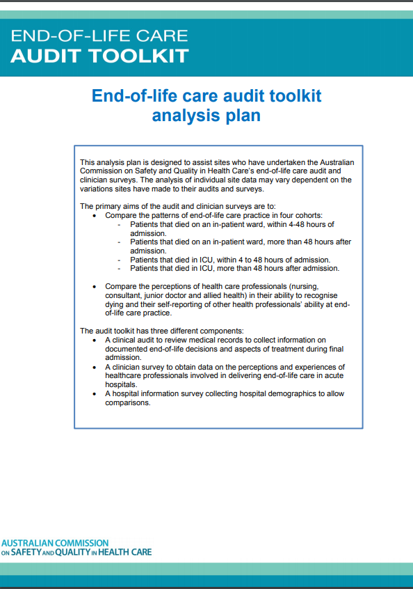 end-of-life care Toolkit analysis plan cover page