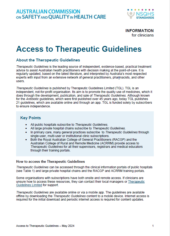Fact sheet - Access to Therapeutic Guidelines