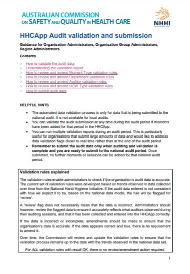 HCCApp Audit validation and submission