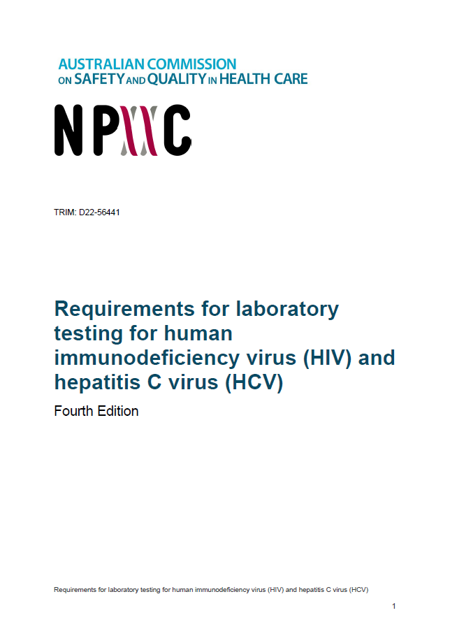 An image of the front cover of the document Requirements for laboratory testing for human immunodeficiency virus and hepatitis c virus, Fourth Edition
