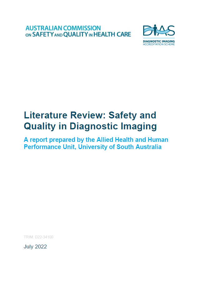 An image of the first page of Literature review - Safety and quality in diagnostic imaging