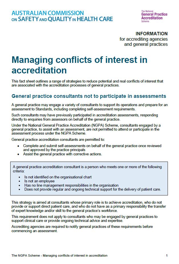 Managing conflicts of interest in accreditation