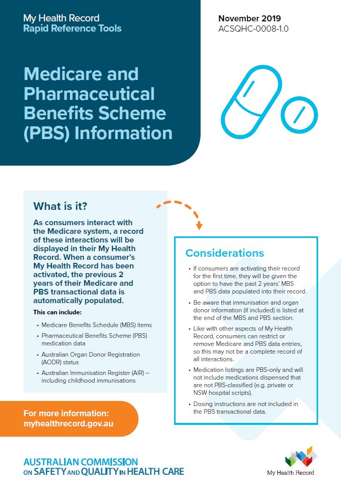 My Health Record Rapid Reference Tool 6 - Medicare and Pharma Benefits