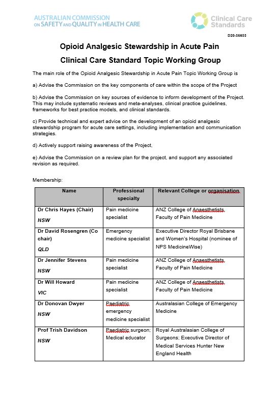 Topic Working Group Opioid list
