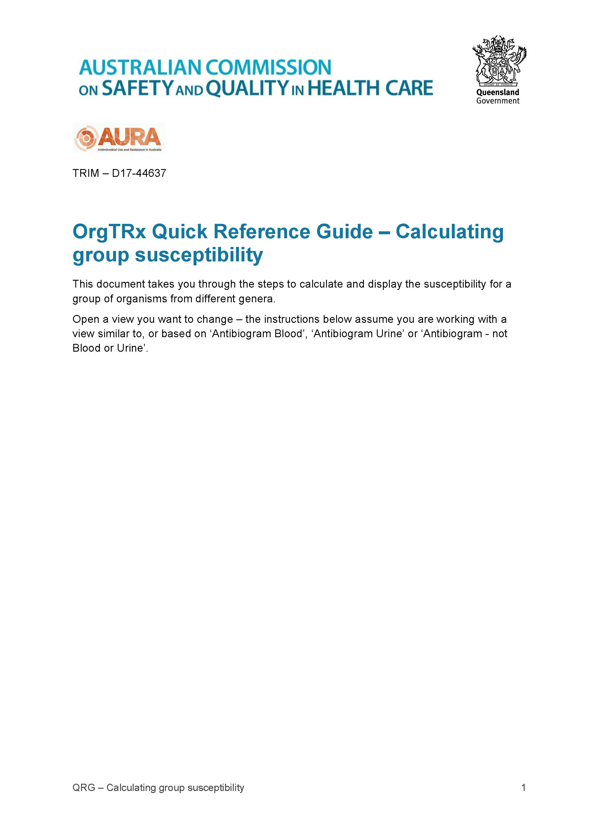 OrgTRx Quick Reference Guide – Calculating group susceptibility