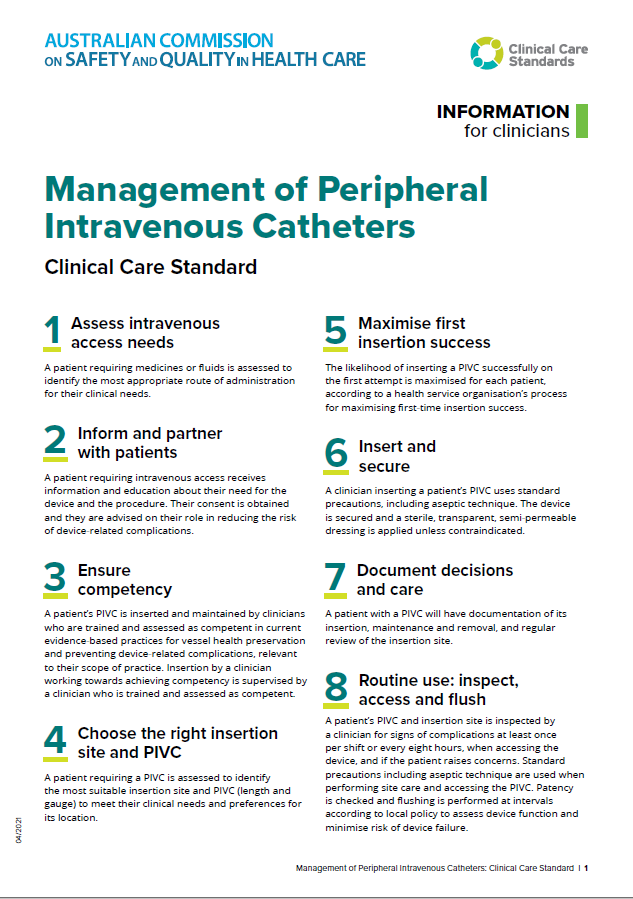 PIVC Clinician Fact Sheet