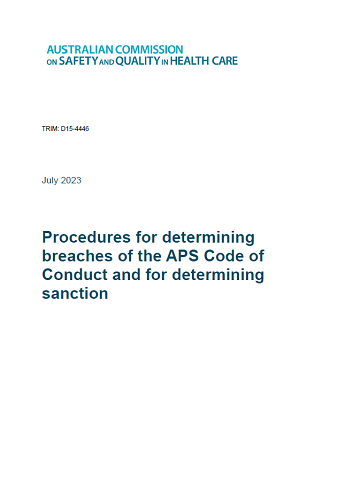 Procedures for determining breaches of the APS Code of Conduct and for determining sanction