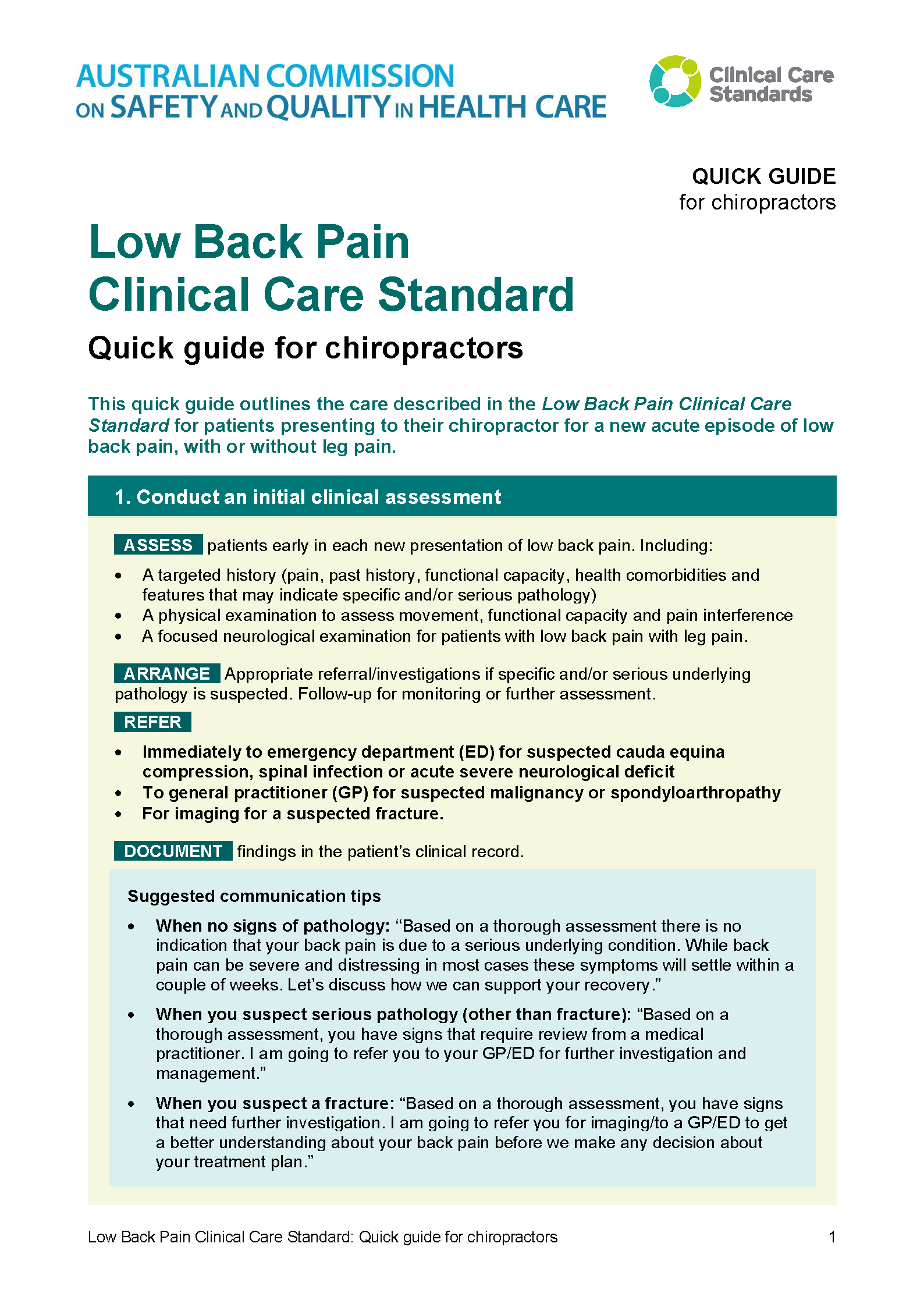 Quick guide for chiropractors
