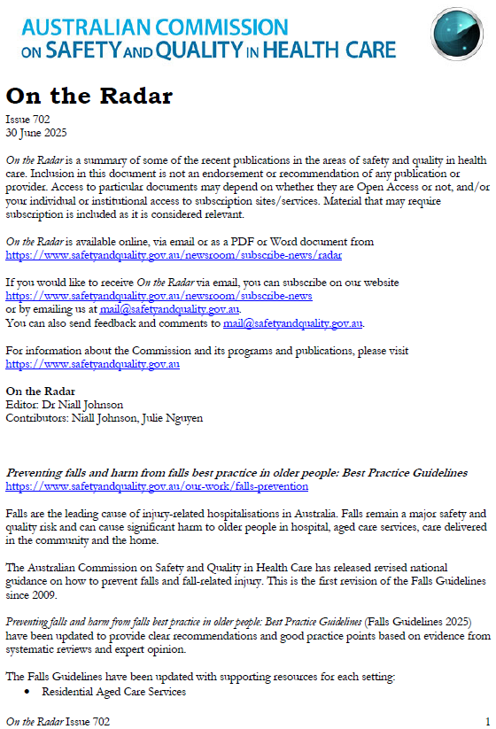 Image of the front page of On the Radar Issue 702