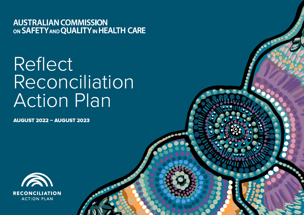 An image of the Commission's Reconciliation Action Plan featuring Aboriginal artwork by Kylie Hill