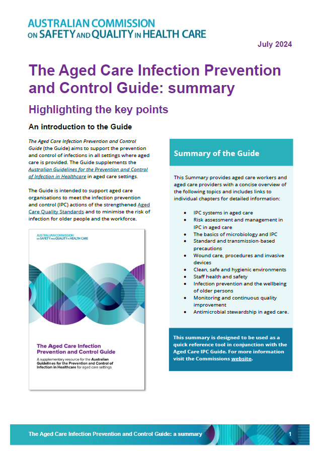The Aged Care Infection Prevention and Control Guide - Summary Resource Coverpage thumbnail