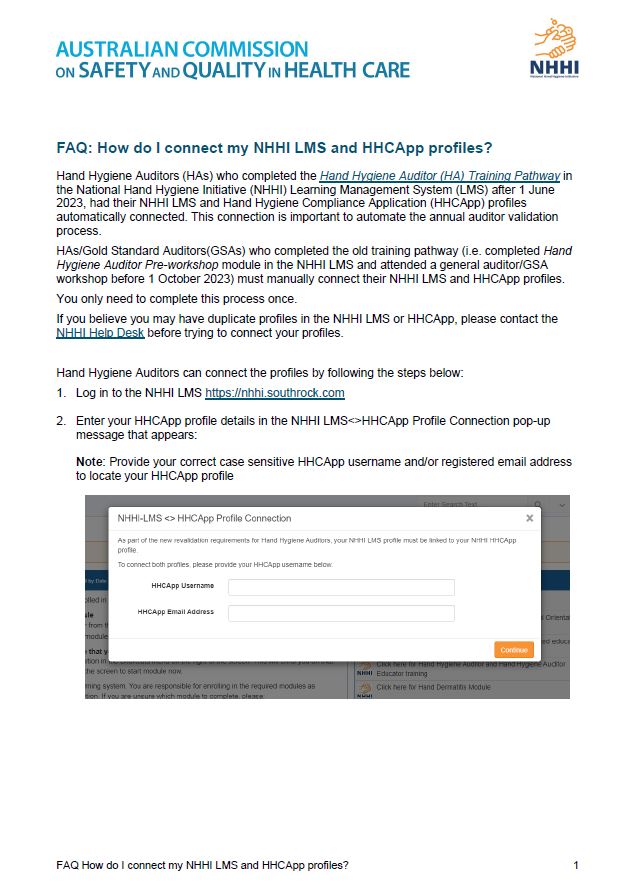 FAQ How do I connect my NHHI LMS and HHCApp profiles