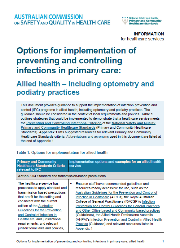 thumbnail_-_options_for_implementation_preventing_and_controlling_infection_primary_care_allied_health
