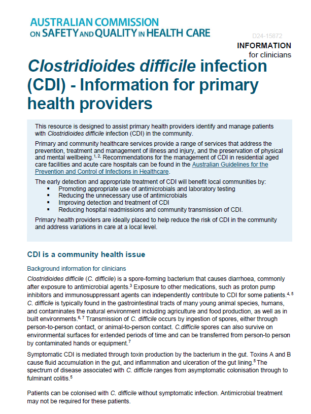 Thumbnail for Clostridioides difficile infection (CDI) - Information for primary health providers