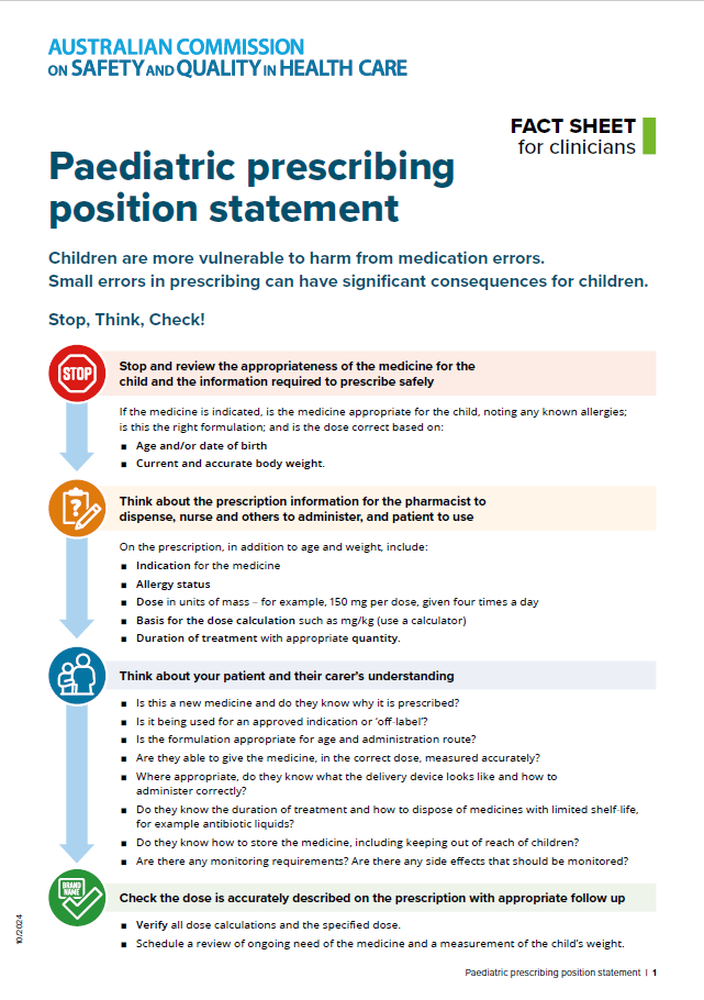 Thumbnail for the Paediatric prescribing position statement