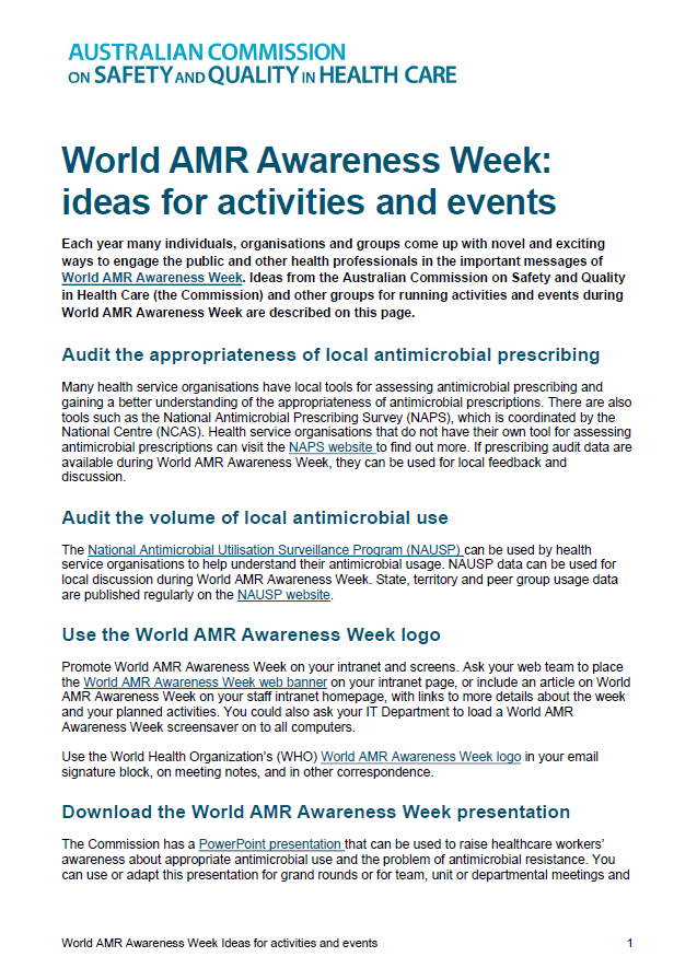 Thumbnail for World AMR Awareness Week - Ideas for activities and events