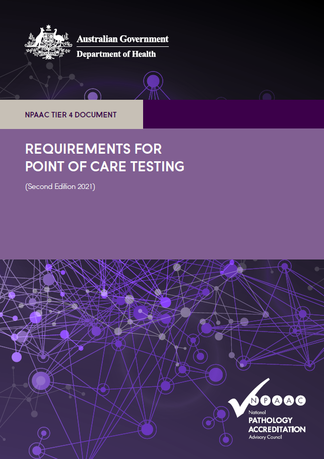 An image of the front cover of Tier 4 Requirements for Point of Care Testing (Second Edition 2021)