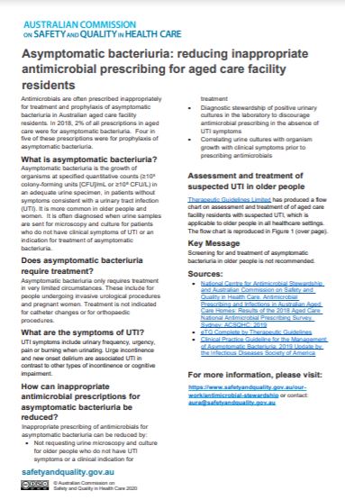 Fact Sheet – Asymptomatic bacteriuria – 2020 | Australian Commission on ...