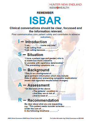 ISBAR Poster | Australian Commission on Safety and Quality in Health Care