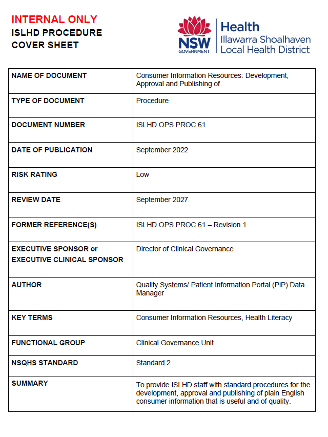 Patient information Portal Resources - Illawarra Shoalhaven Local ...