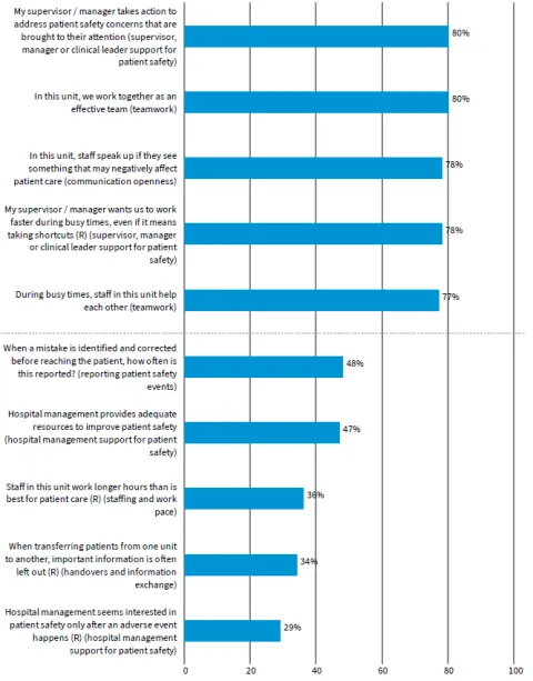 Example of a patient safety culture toolkit highs to lows chart