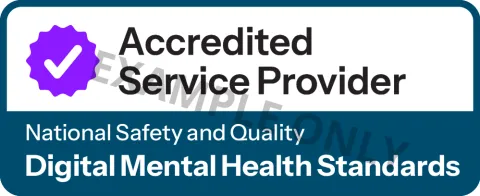 Digital Mental Health Standards accreditation badge with watermark