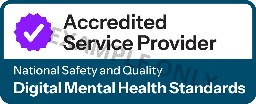 Digital Mental Health Standards accreditation badge with watermark