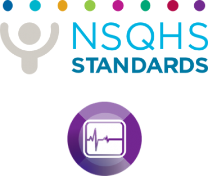 NSQHS logo and Recognising and Responding to Acute Deterioration Standard icon