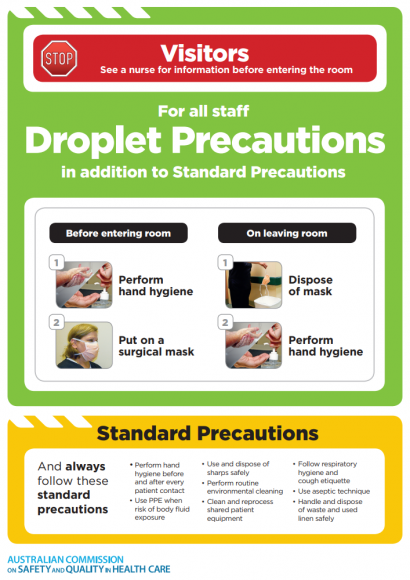 Approach 1 - Droplet standard precautions photo