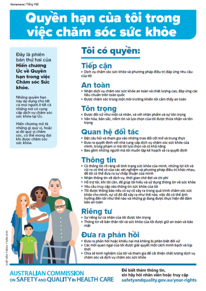 Fact sheet cover - Charter of Healthcare Rights - Vietnamese
