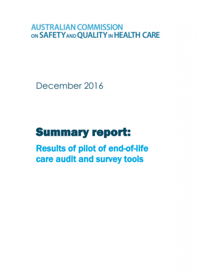 report cover-pilot of end-of-life care audit and survey tools
