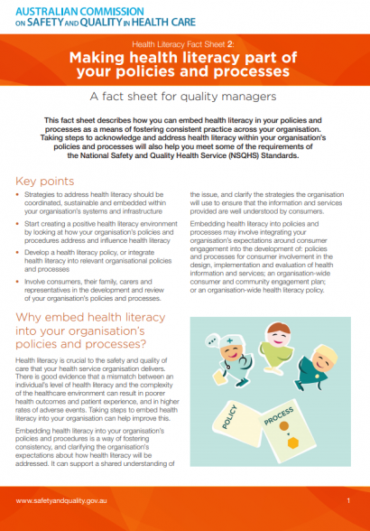 PWC_Health_literacy_fact sheet 2 policy and procedures